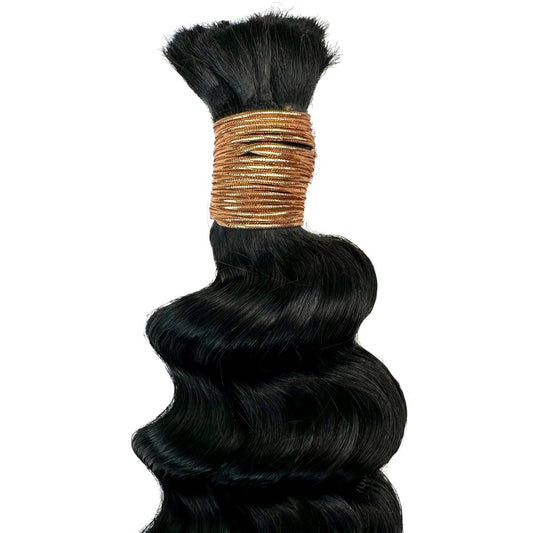 Cabello de trenzado 100 % humano Jet Black Deep Wave a granel
