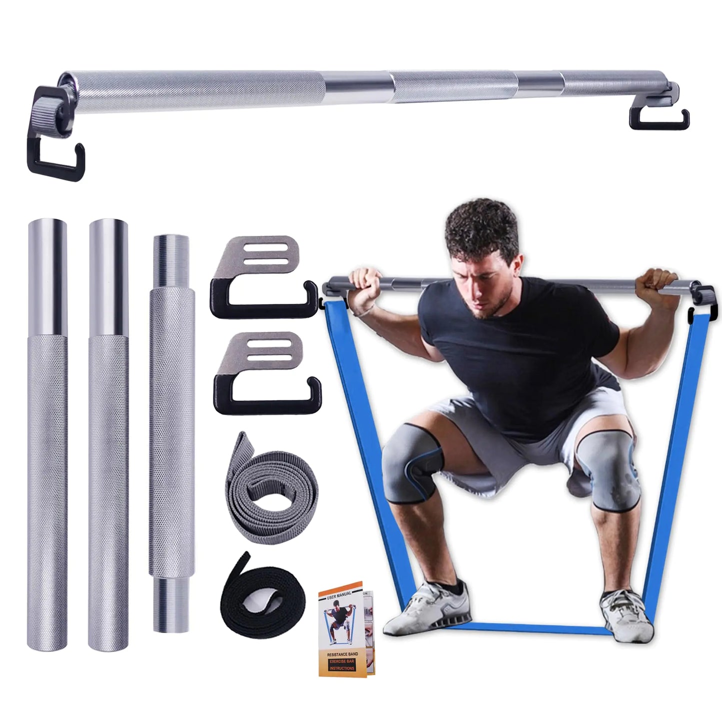 J Bryant Fitness Resistance Band Exercise Bar Full Body Workout