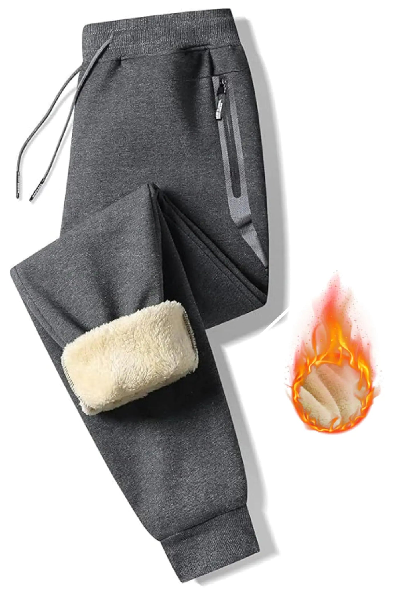 STICKON Pantalones Deportivos de Felpa para Hombre, Forro Polar, de Algodón, con Bolsillos, para Invierno, Color Gris, Talla M