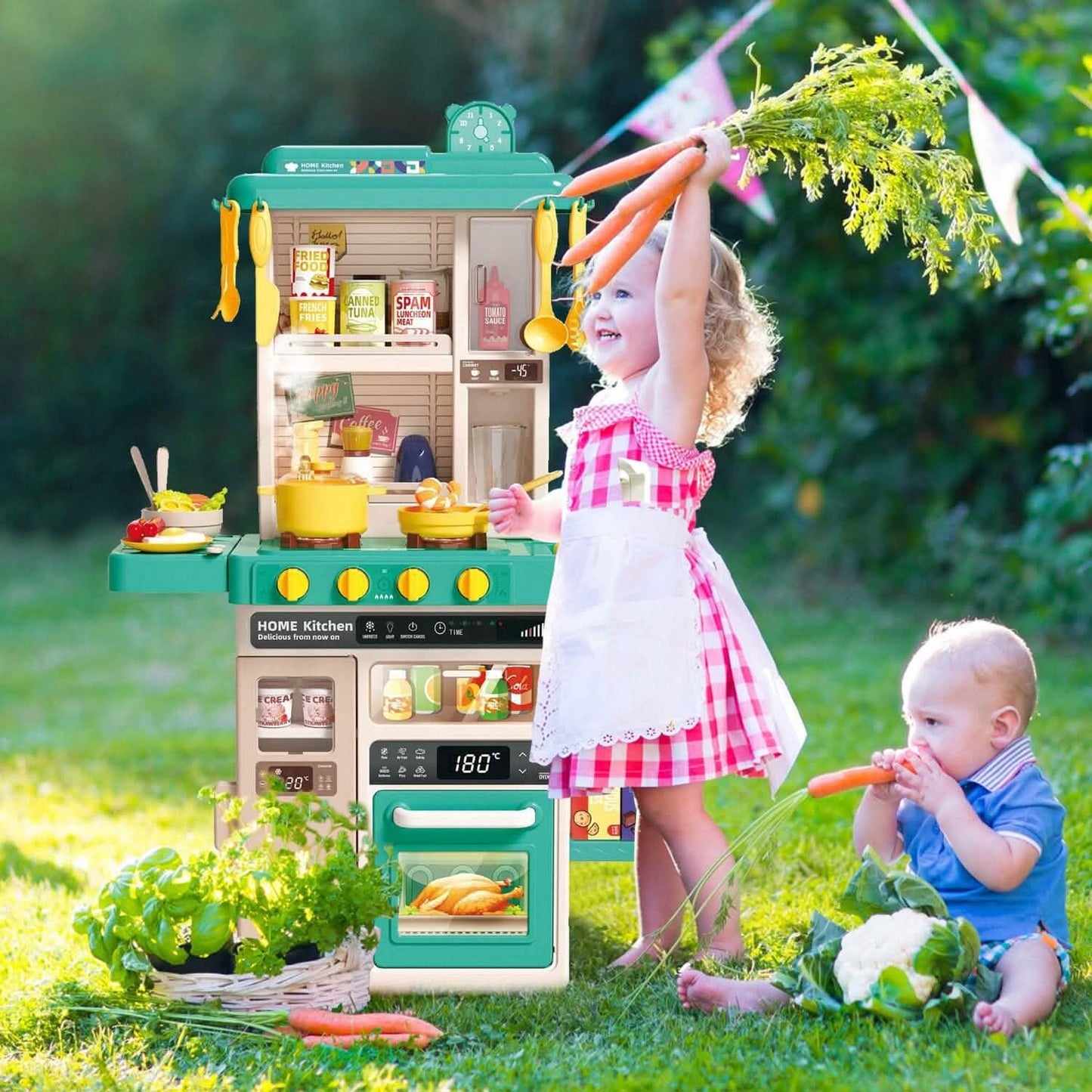 Kids Kitchen Play Set Interactive Pretend Kitchen Toys Cookware