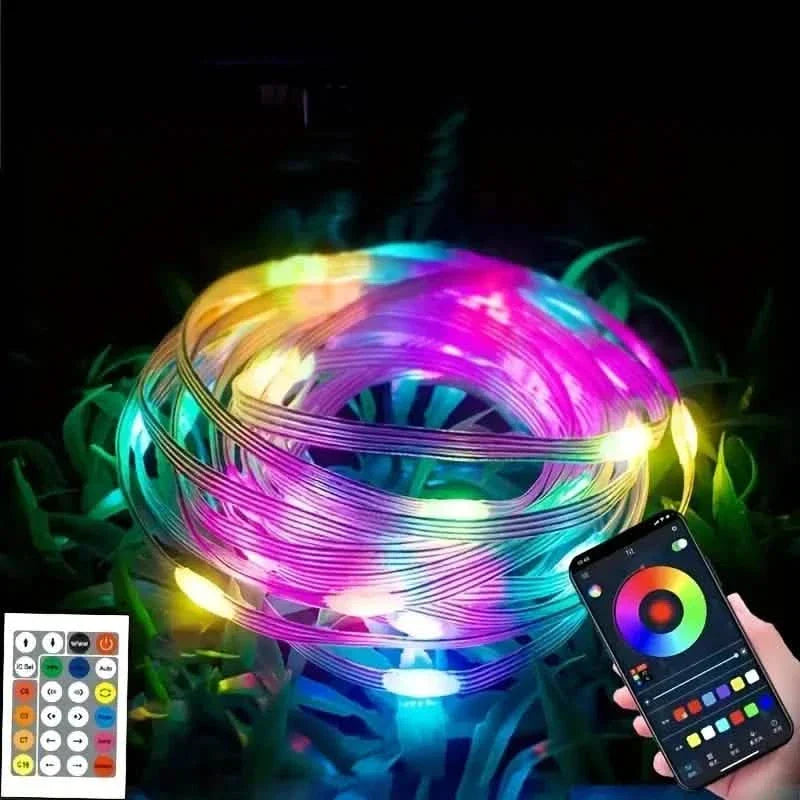 LED Rope Lights Outdoor, RGB Remote Control Fairy String Lights Plug In With 200 LEDs