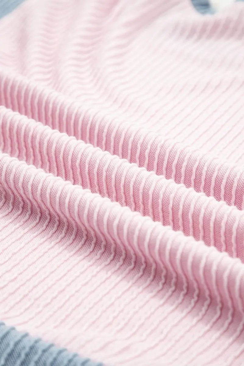 Sweaters Love Salve Pink Corded Set Women's Daily Wear Outfit Boxy Top & Shorts, Comfy