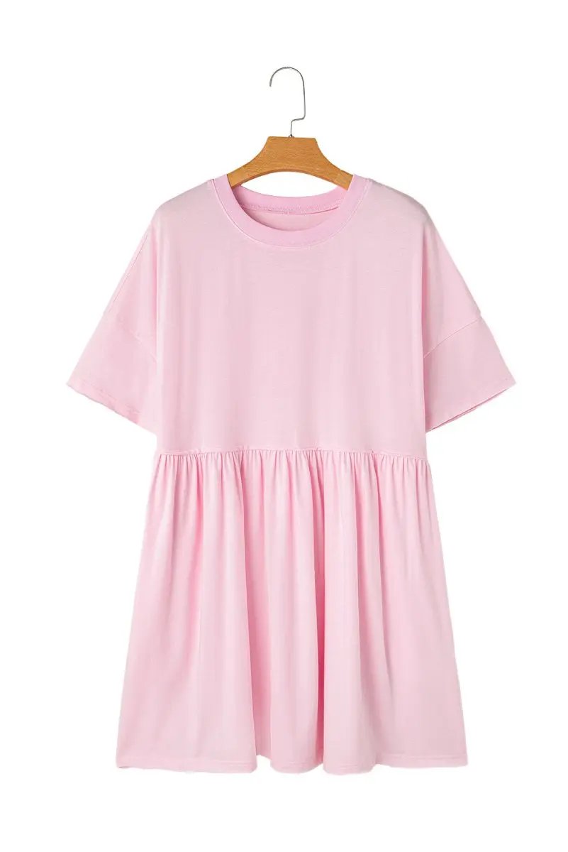 Women's Mini Babydoll Dress Mini Babydoll Dress - Pocketed Raw Edge - Daily Wear