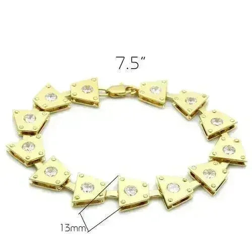 LO2002 - Matte Gold & Gold Brass Bracelet with AAA Grade CZ in Clear