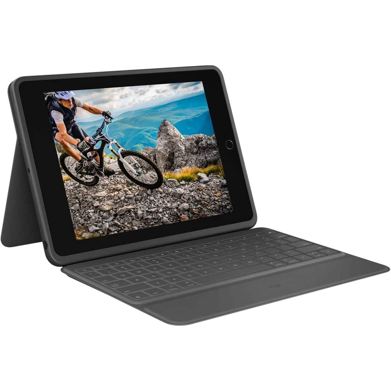 Logitech Slim Folio Bluetooth Keyboard Case for iPad (10th Generation) with Integrated Wireless Keyboard - Oxford Gray