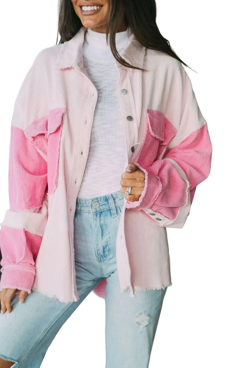 Outerwear/Jackets Love Salve Delicacy two-tone corduroy shacket