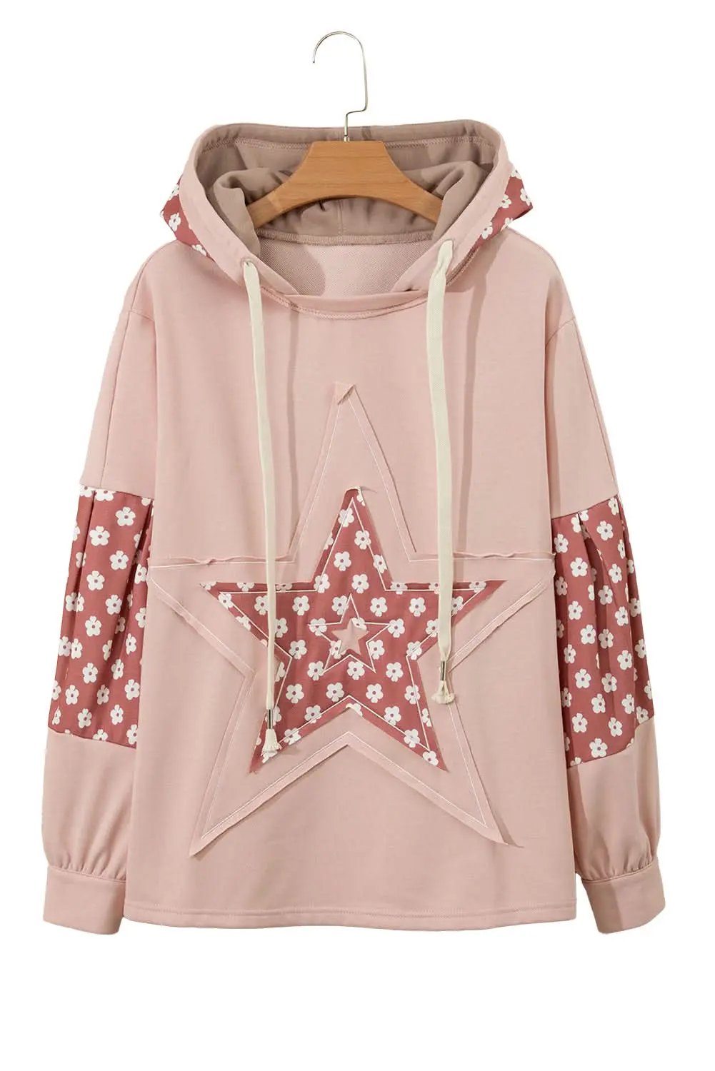 Women's Hoodie - Floral Star Patchwork - Casual Winter Top