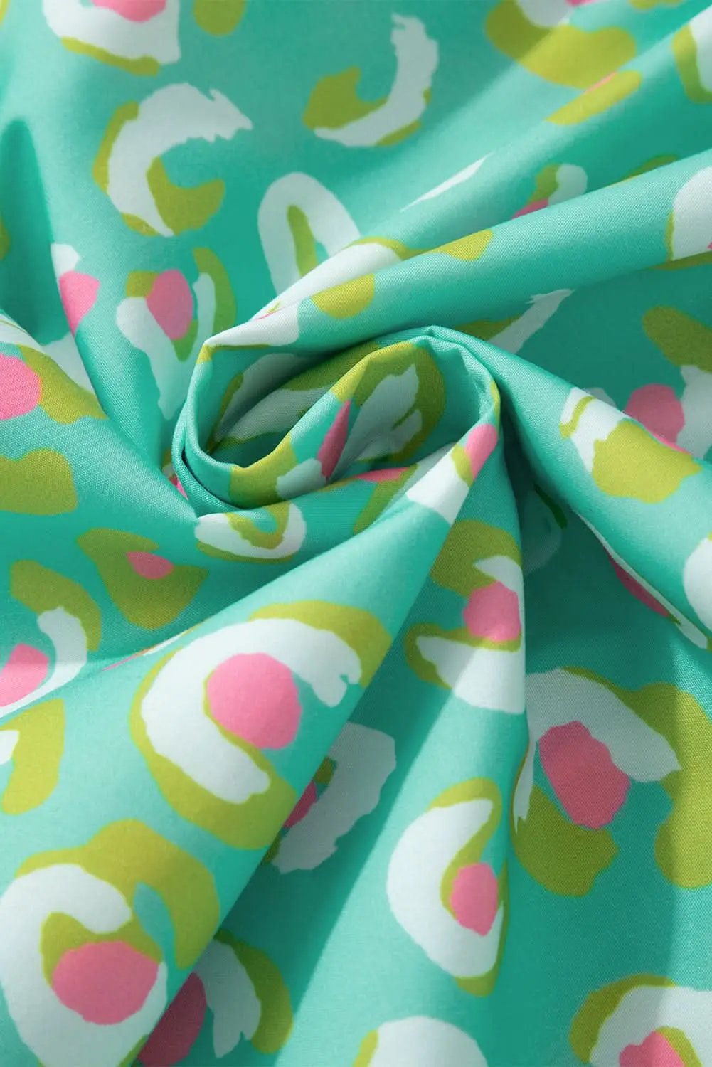 Accessories Love Salve Green Abstract Printed Lace-up Lantern Sleeve Baby