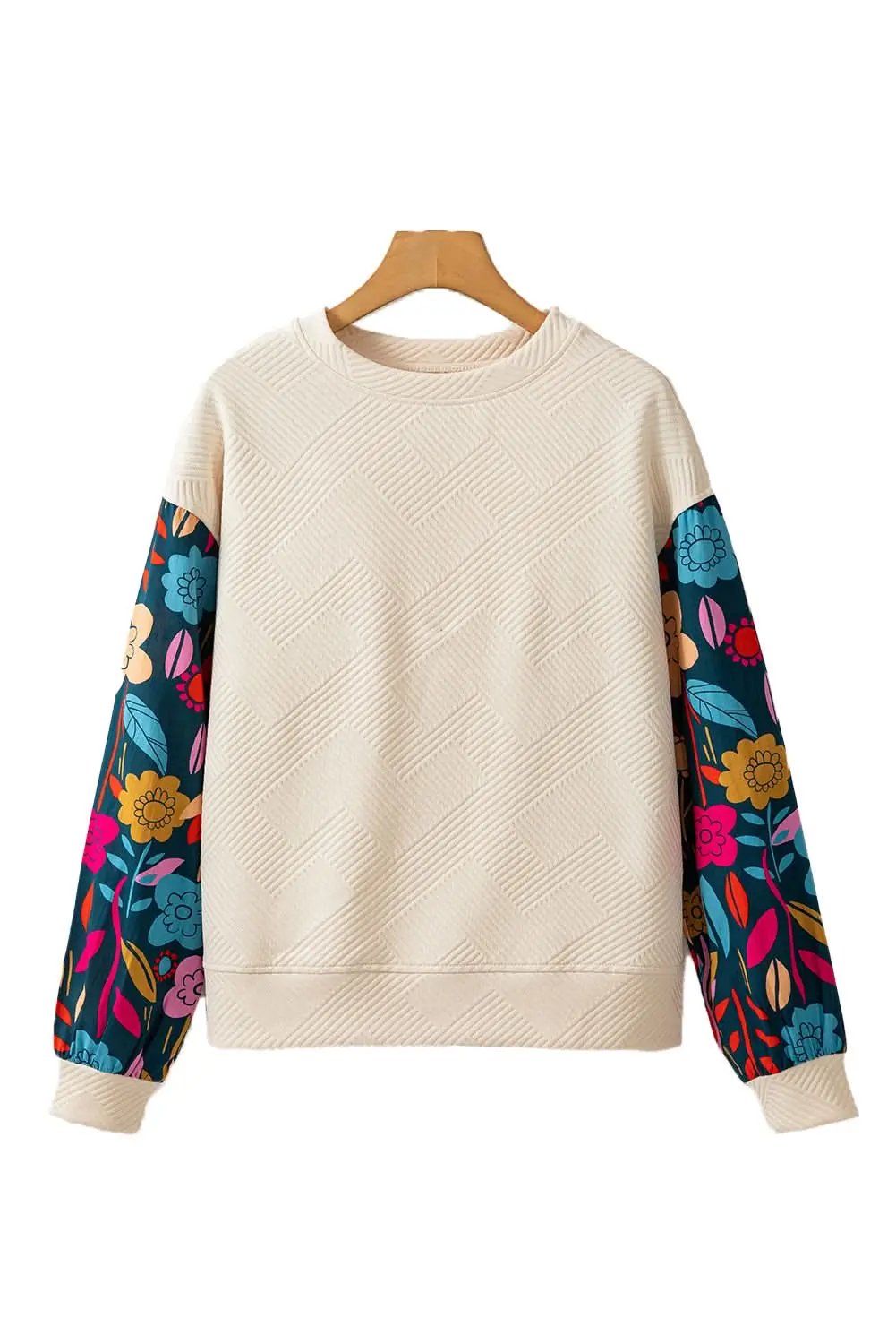 Sweaters Love Salve White floral sleeve knit top
