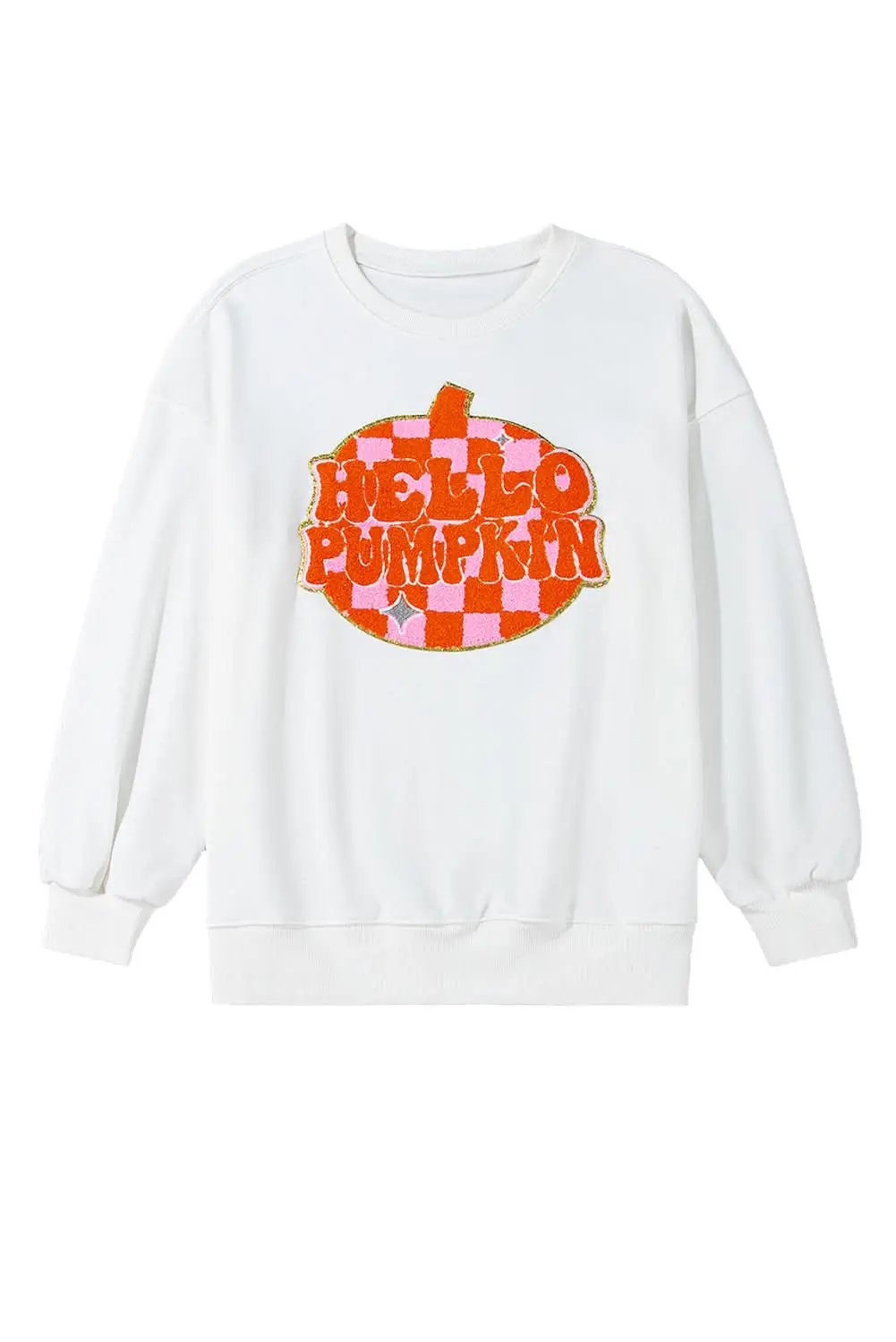 Sweaters Love Salve White Terry Halloween Pumpkin Patched Pattern Pull