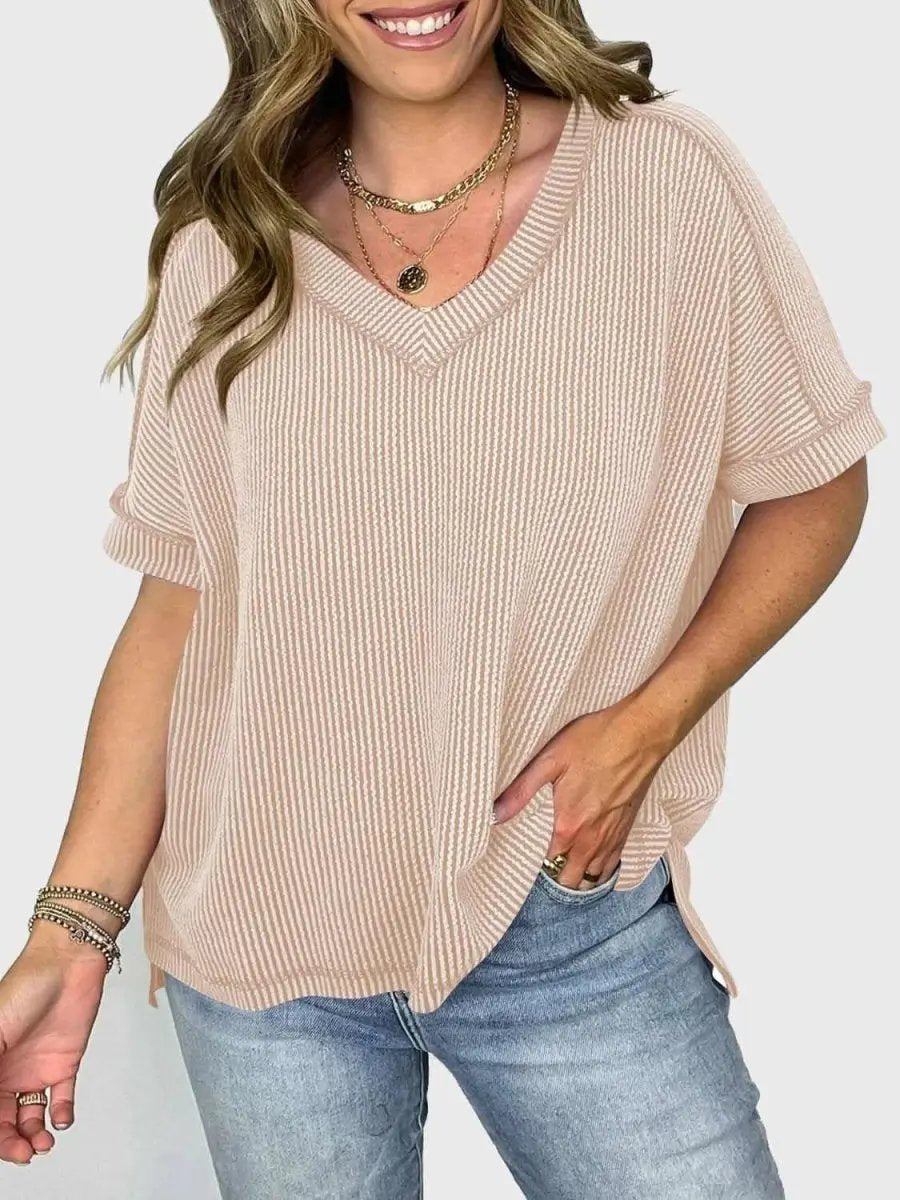 T-Shirts Trendsi Lovelet V-Neck Tee Women's Everyday Top: Soft Texture, Versatile Fit