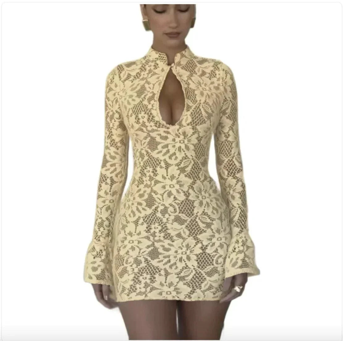 Chic Hollow-Out Bell Sleeve Dress