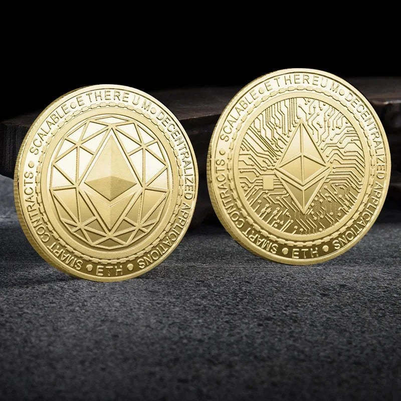 Bitcoin BTC ETH ADA XLM SHIB DOGE XRP SOL DOT LINK LTC UNI Coin Physical Metal Crypto Currency Coin Collection with Plastic Case