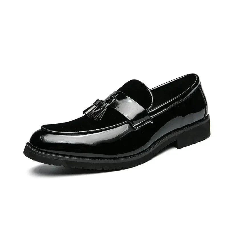Mandotos College Inspired Leather Loafers For Men Blue Premium Handcrafted Dress Shoes