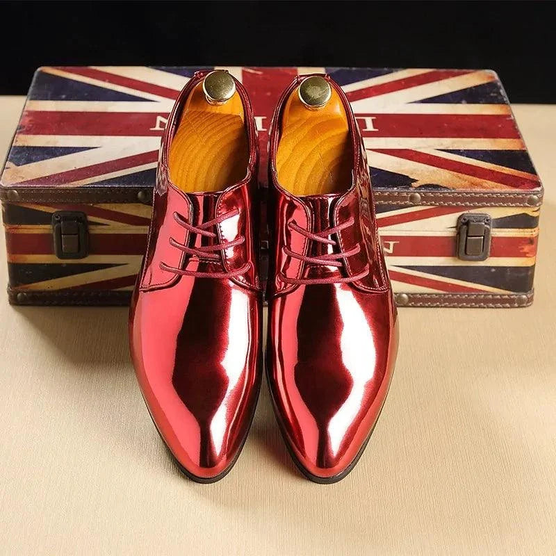 Mandotos Metallic Rose Gold Mens Dress Shoes Formal Office Footwear Classic Silhouette
