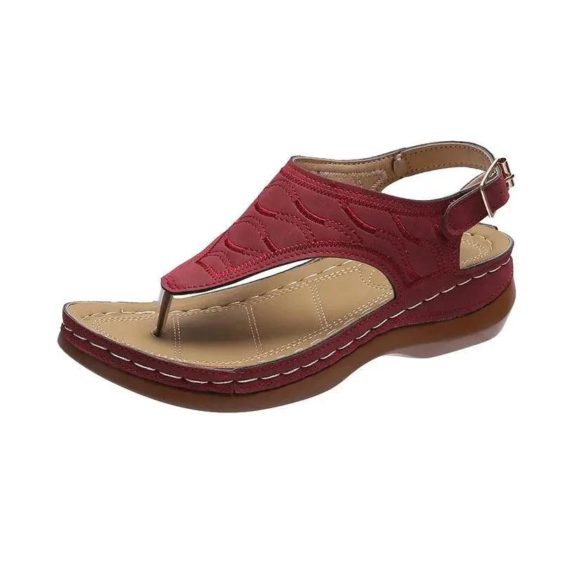 Mandotos Women's Wedge Heel Sandals Casual Flip Flops Solid Color Lightweight Comfort All Day