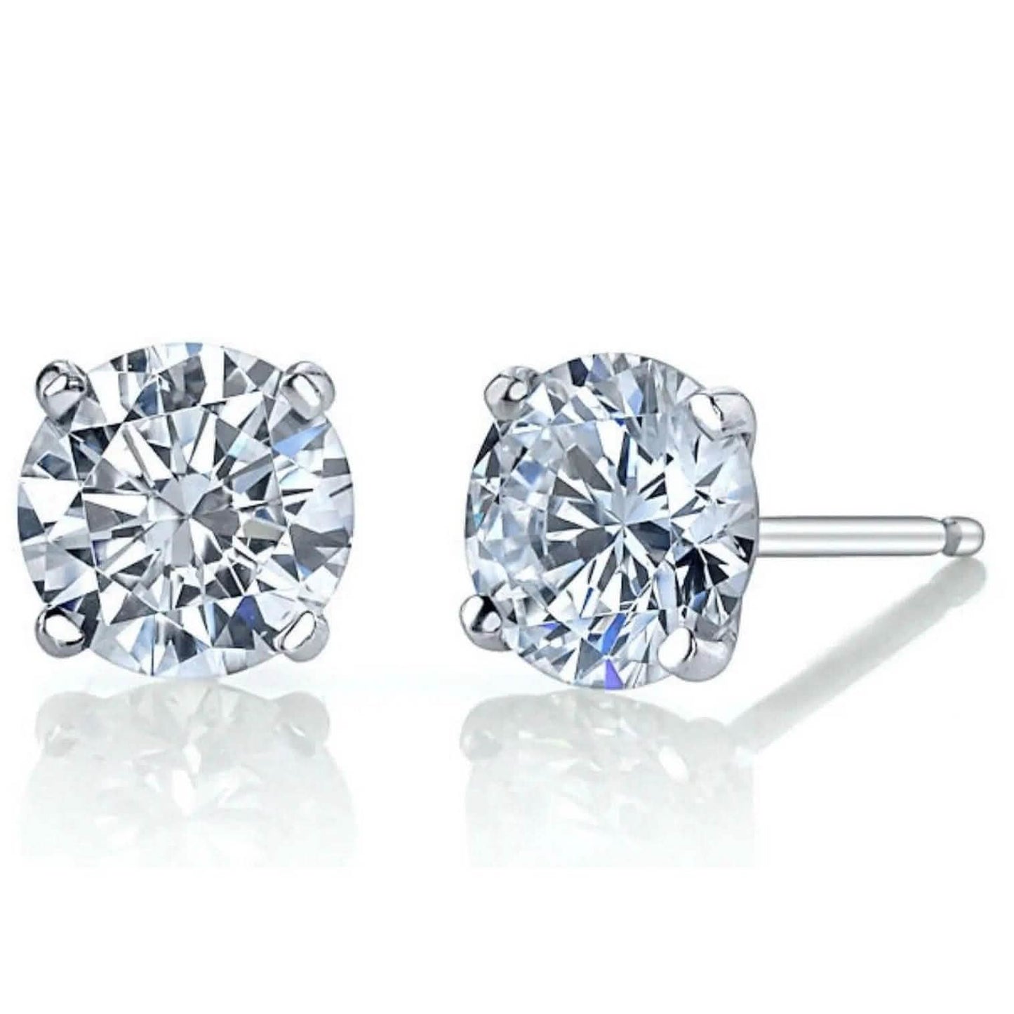 Martini 6.00 Ct D Vs1 Round Lab Created Diamond Earrings 4 Prong 14 K White Gold