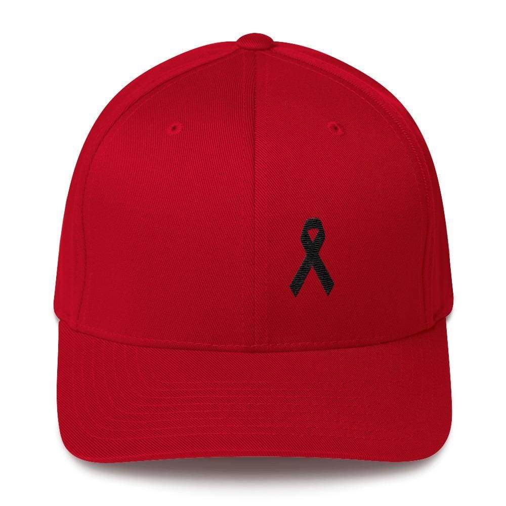 Melanoma & Skin Cancer Awareness Twill Fitted Hat with Black Ribbon