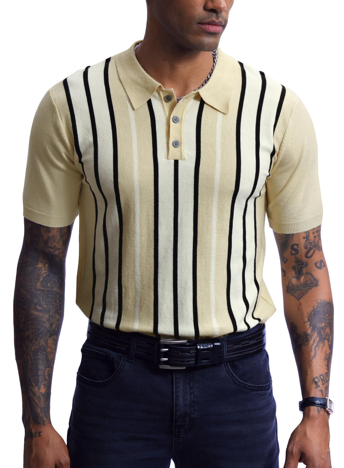 Men's Knitted Retro Polo Shirt | Short Sleeve | Italian Shirt | XL - # BOAA13510048
