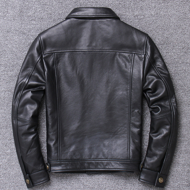 Men's Slim Fit Genuine Leather Motorcycle Jacket - # BOAA13210024