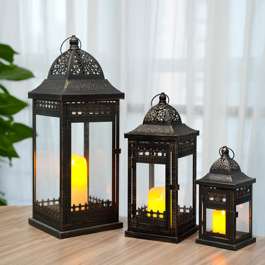 9.5"&14.5"&20" High Decorative Candle Lanterns ( Set of 3)