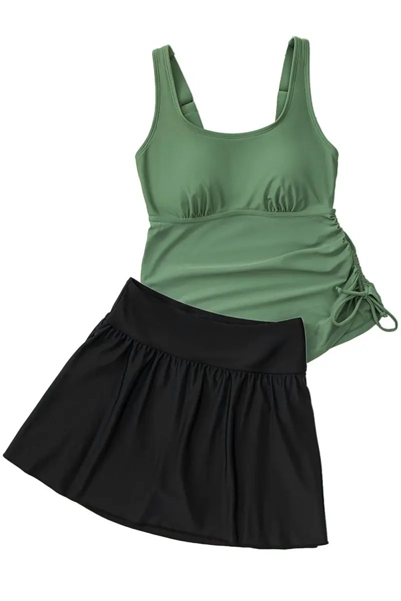 Accessories Love Salve Green Tankini Set Women's Vacation Swimsuit Padded Adjustable