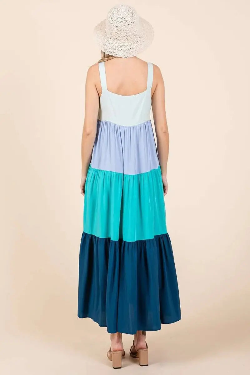 Dresses Trendsi Color Block Maxi Dress Women's Casual Tiered Long Dress - Flowy & Comfy