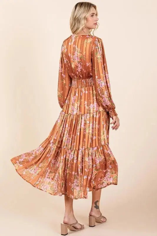 Dresses Trendsi Flower Print Dress Women's Casual Midi Dress Smocked & Flowy