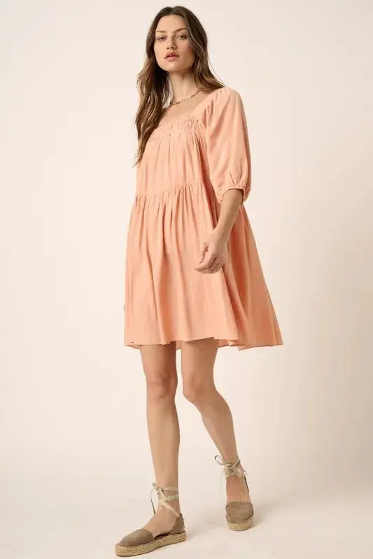 Women's Mini Dress Mini Dress - Pintuck Tie Back - Bodycon Date Night Style