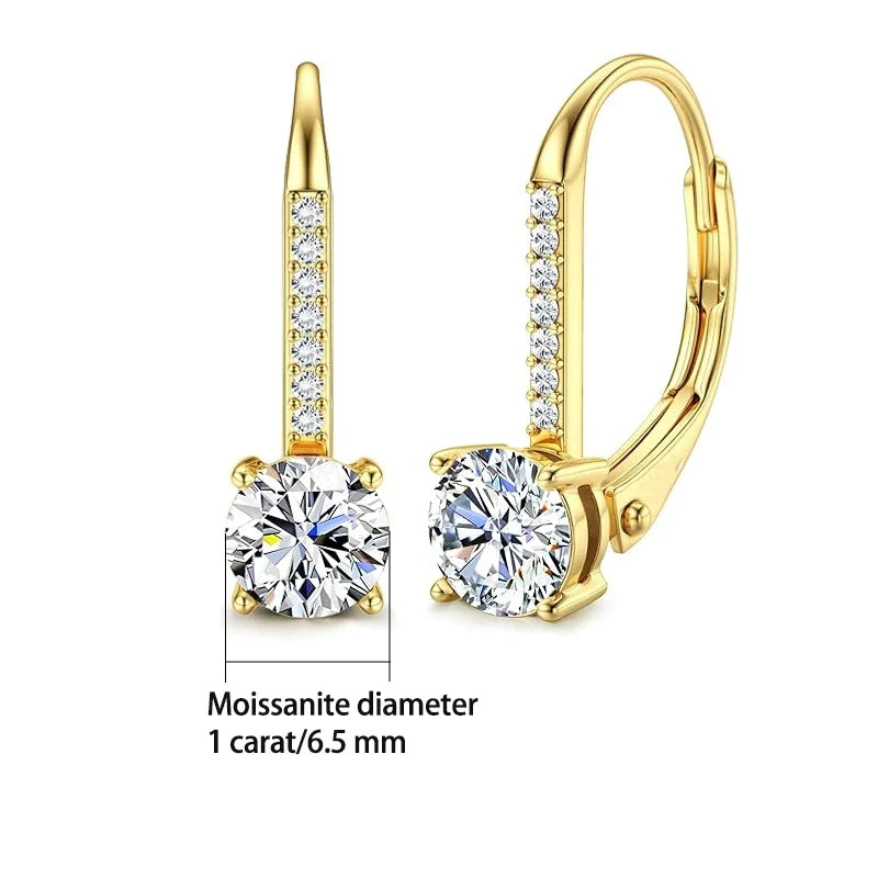 Moissanite Bar Leverback Drop Earrings in Sterling Silver