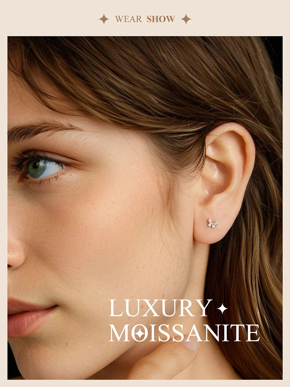 Butterfly & Clover Moissanite Stud Earrings in Sterling Silver