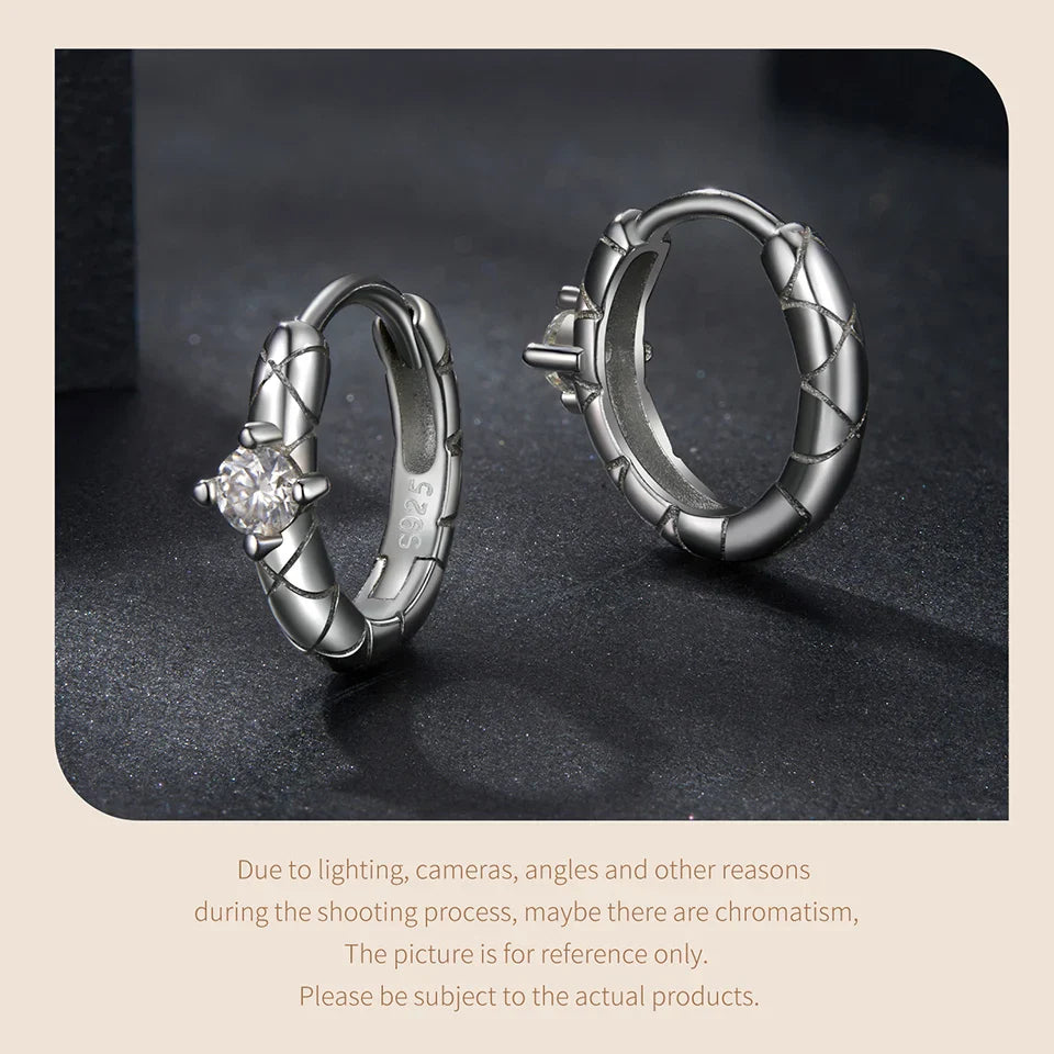 Moissanite Hoop Earrings Gold Plated 925 Sterling Silver Cut Hypoallergenic