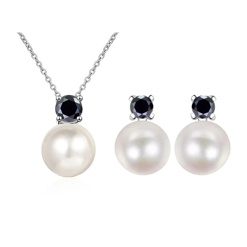 Freshwater Pearl & Moissanite Necklace and Earring Set