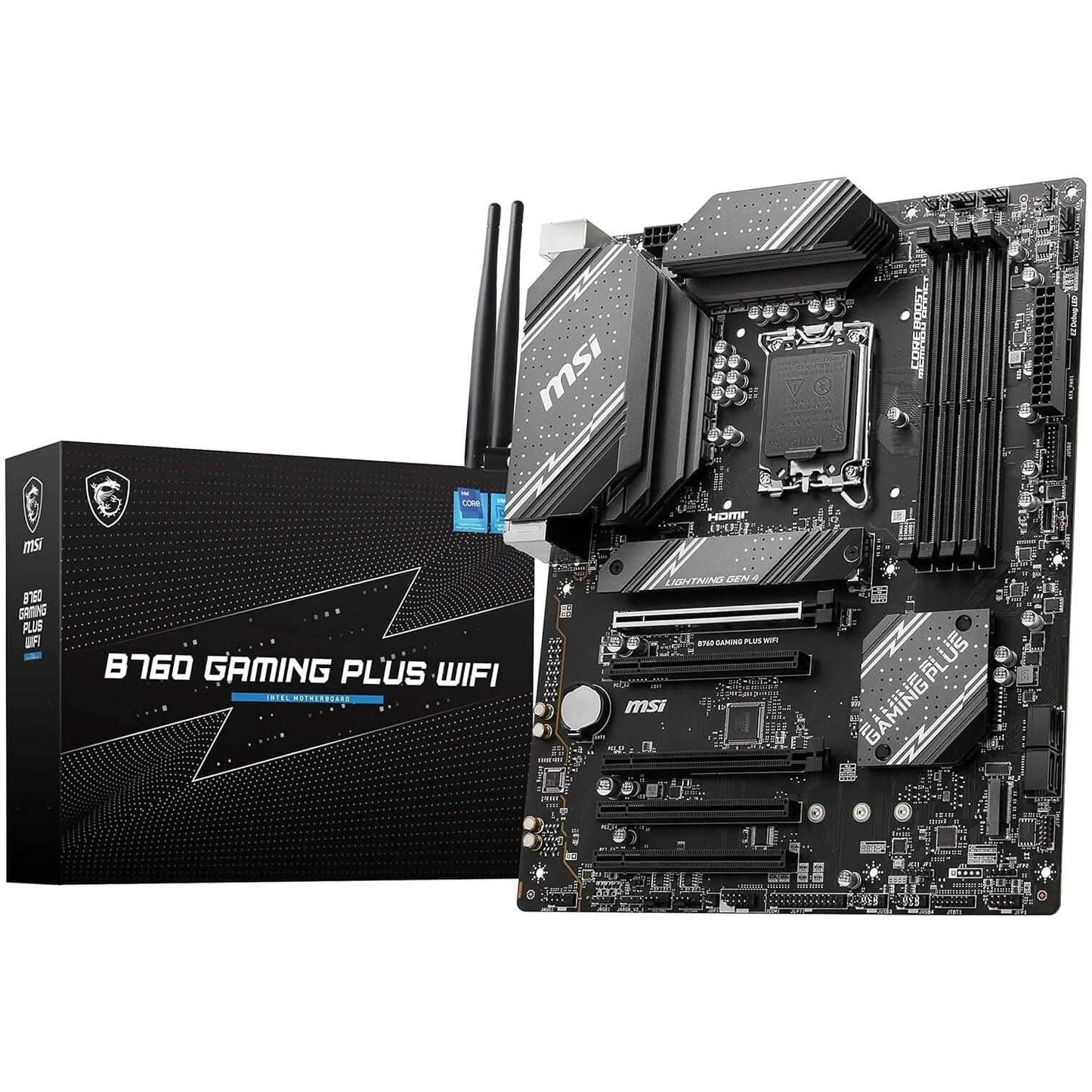 MSI B760 Gaming Plus WiFi Gaming Motherboard (Supports 12th/13th Gen Intel Processors, LGA 1700, DDR5, PCIe 4.0, M.2, 2.5Gbps LAN, USB 3.2 Gen2, Wi-Fi 6E, ATX) (Refurbished)