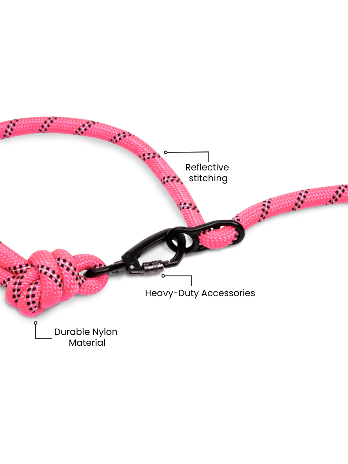 Correa para perro manos libres de color rosa neón