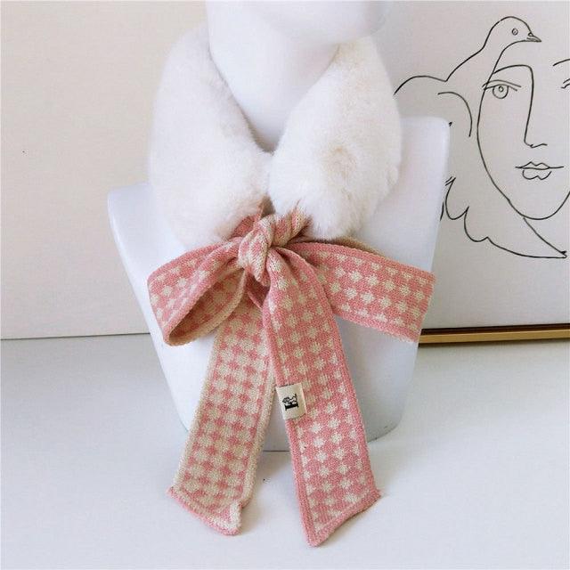 New Autumn Winter Fashion Soft Faux Fur Crochet Knitted Neck Warmer Elastic Neck Gaiter Head Wrap Lightweight Scarf Collar Neck Elegant Warmer Scarves for Women
