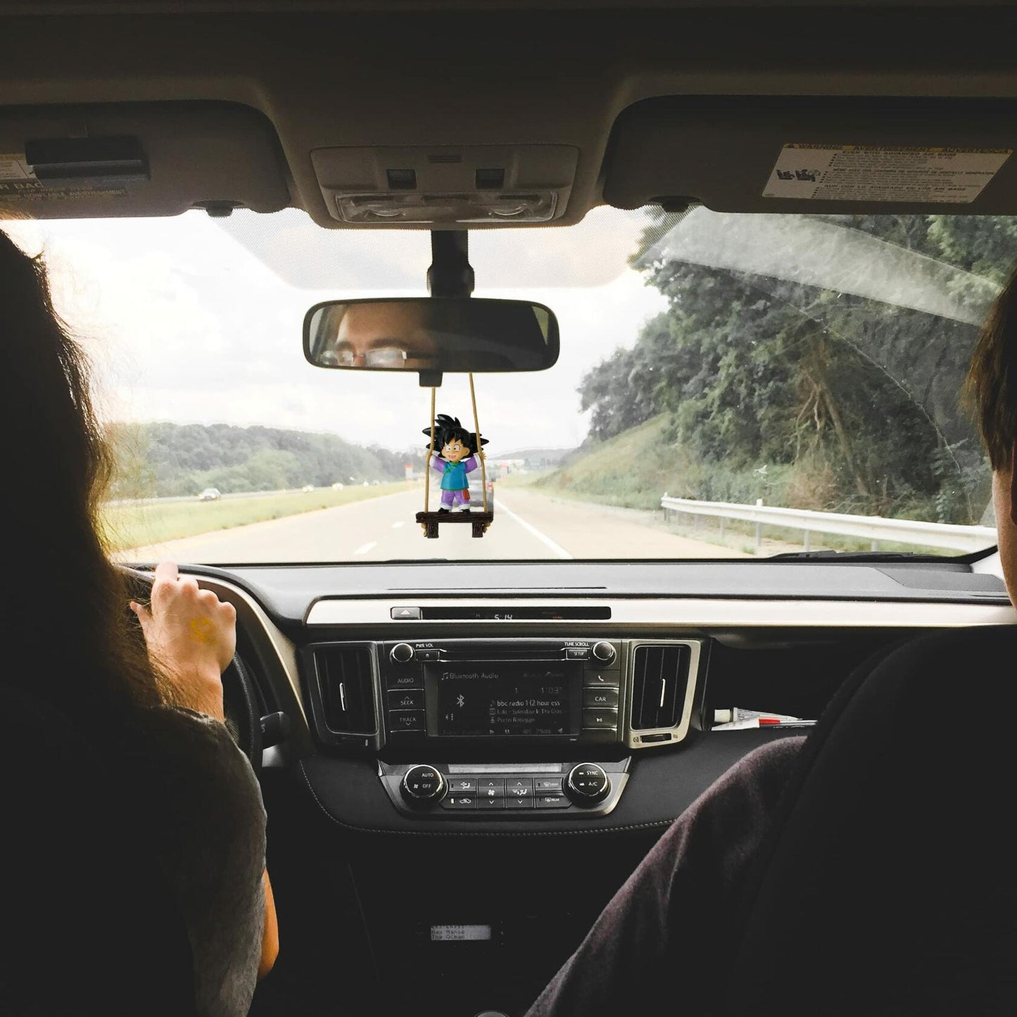 GONIAOCON Car Swing Ornament Purple Stainless Steel Rear View Mirror Decor