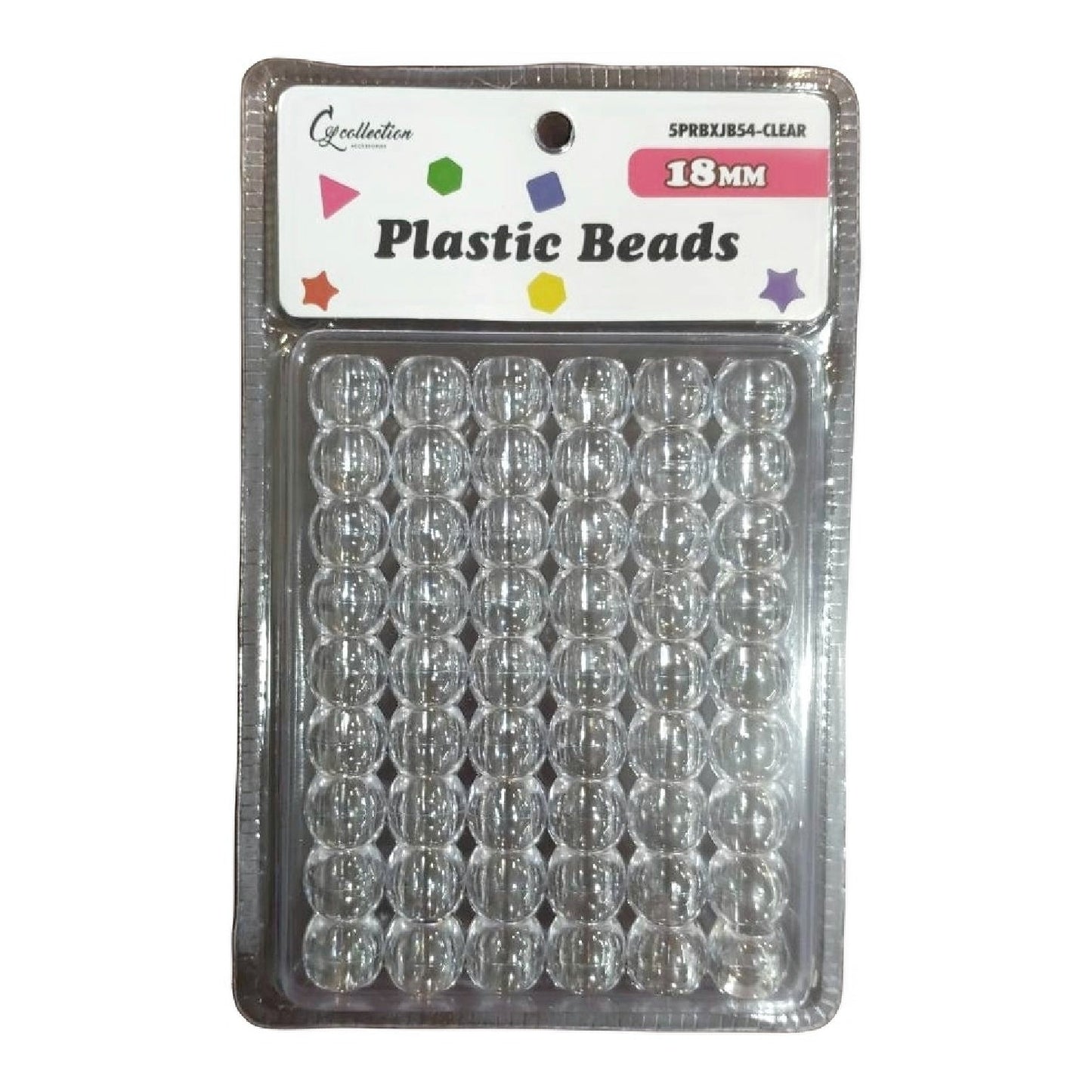Clear Plastic Hair Beads — 18 mm