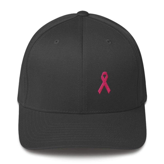 Pink Ribbon Fitted Hat - Breast Cancer Awareness Hat