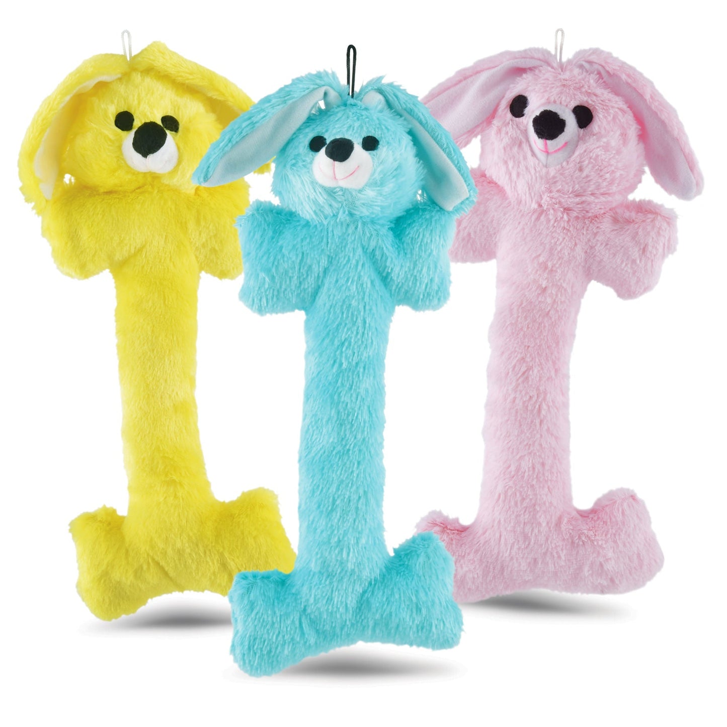 Juguetes para perros Jeffers Plush Bunny Bone con chirriador, 35,5 cm de alto