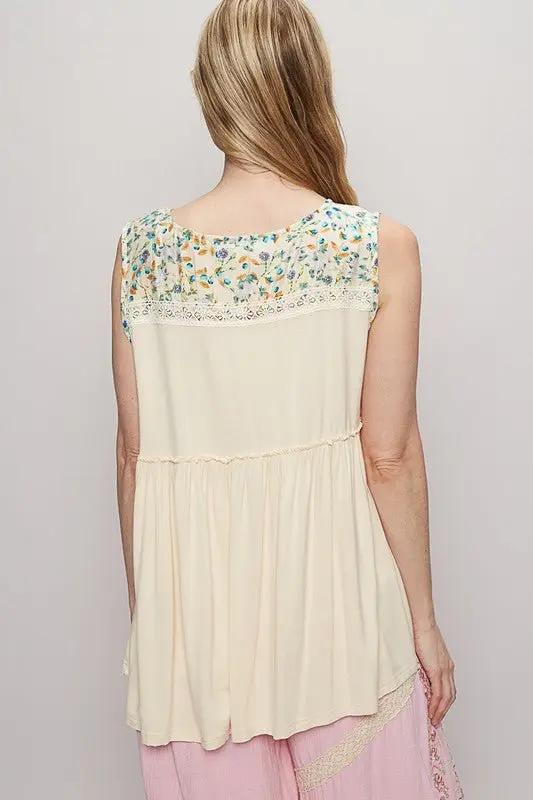 Jackets Trendsi Lace Floral Top Women's Summer Casual Sleeveless Shirt V-Neck