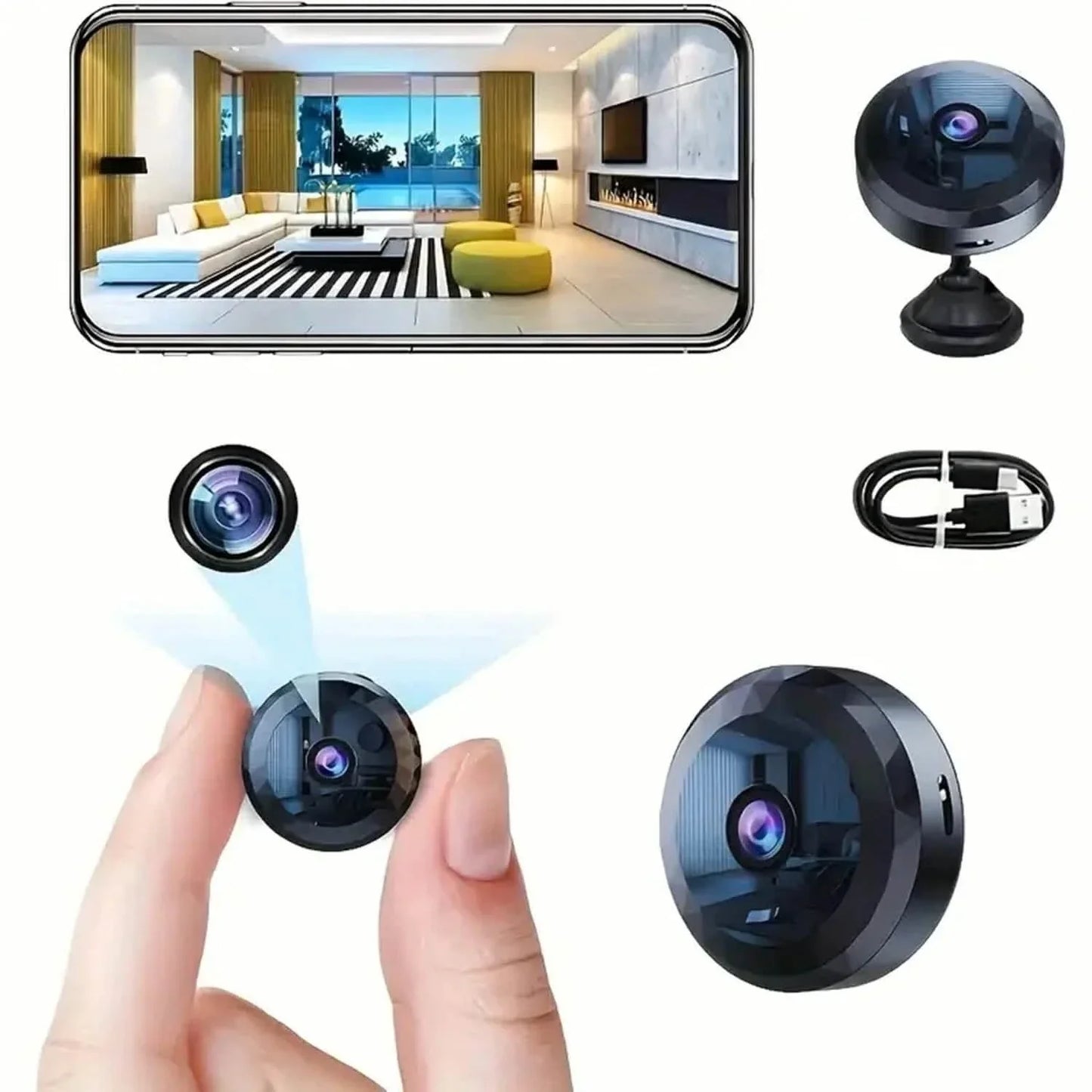Portable Mini Wireless WiFi Camera, Indoor/Outdoor Surveillance Security Hidden Nanny Cam with Night Vision