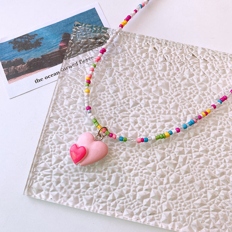 Lindo collar de clavícula de mariposa y corazón para niños, joyería de dopamina para niña