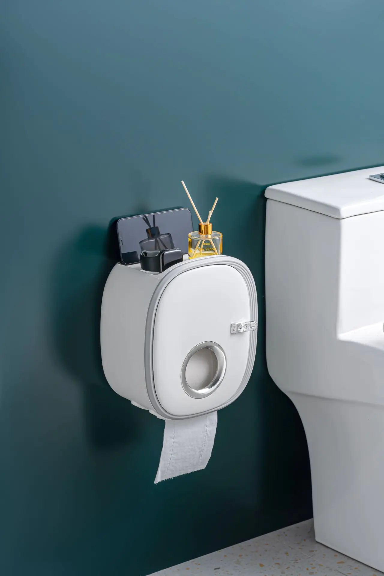 Wall-Mounted Tissue Box for Bathroom Storage Shelf