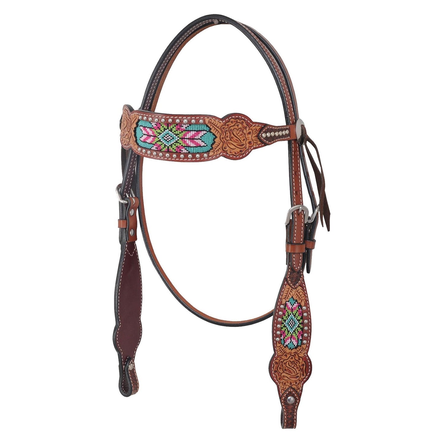 Cabezada con frontalera incrustada de cuentas Rafter T, caballo