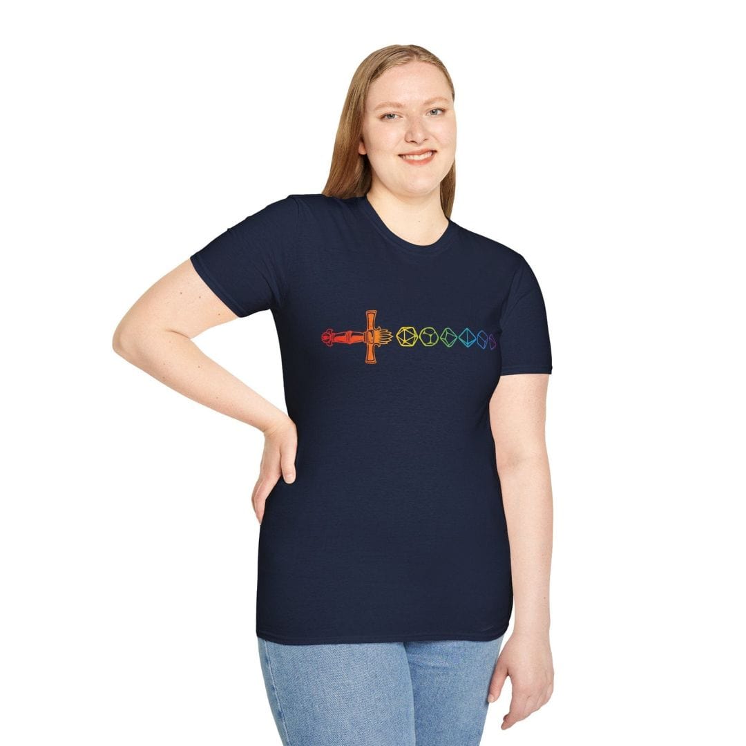 Camiseta Espada de Dados Arcoíris