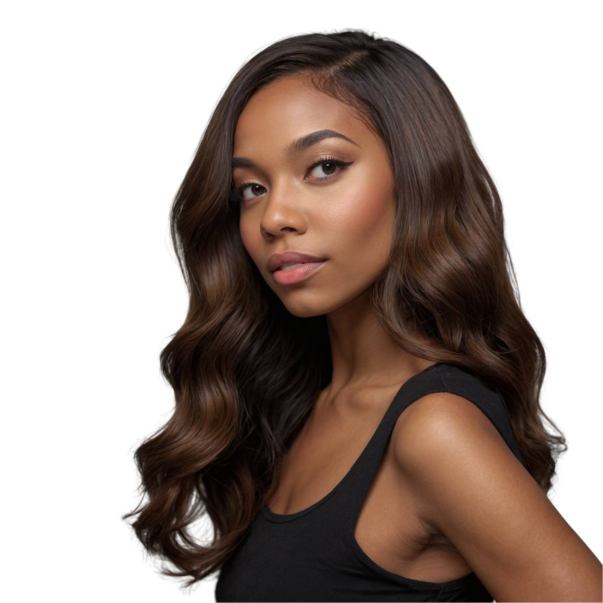 Extensiones de pelo 100% humano, liso, castaño oscuro, natural