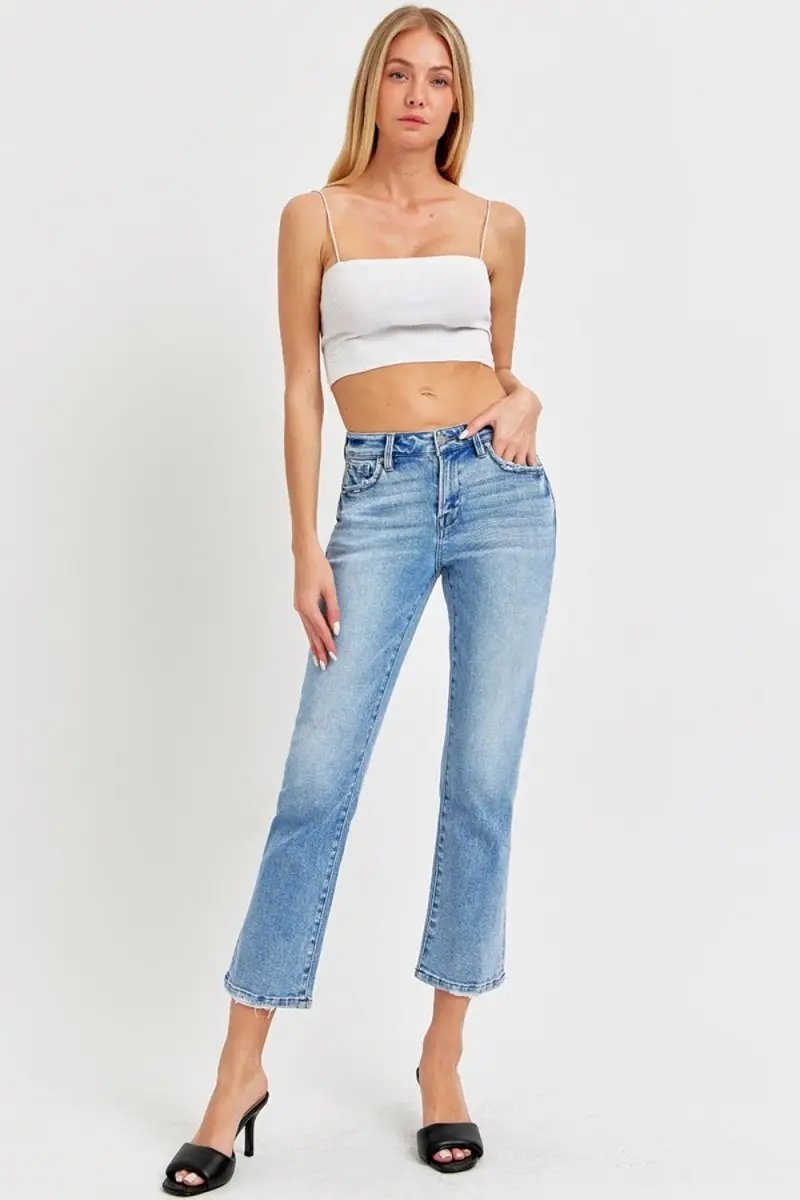T-Shirts Trendsi RISEN Low Rise Jeans Women's Casual Slim Fit Denim Comfortable