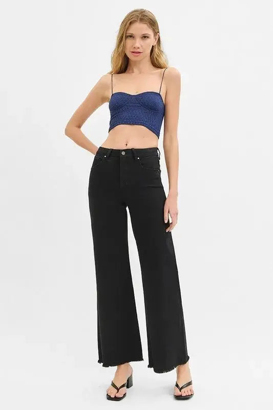 T-Shirts Trendsi RISEN Jeans + Tummy Control High Rise + Everyday Wear + Women's Jeans + Wide Leg, Plus Size