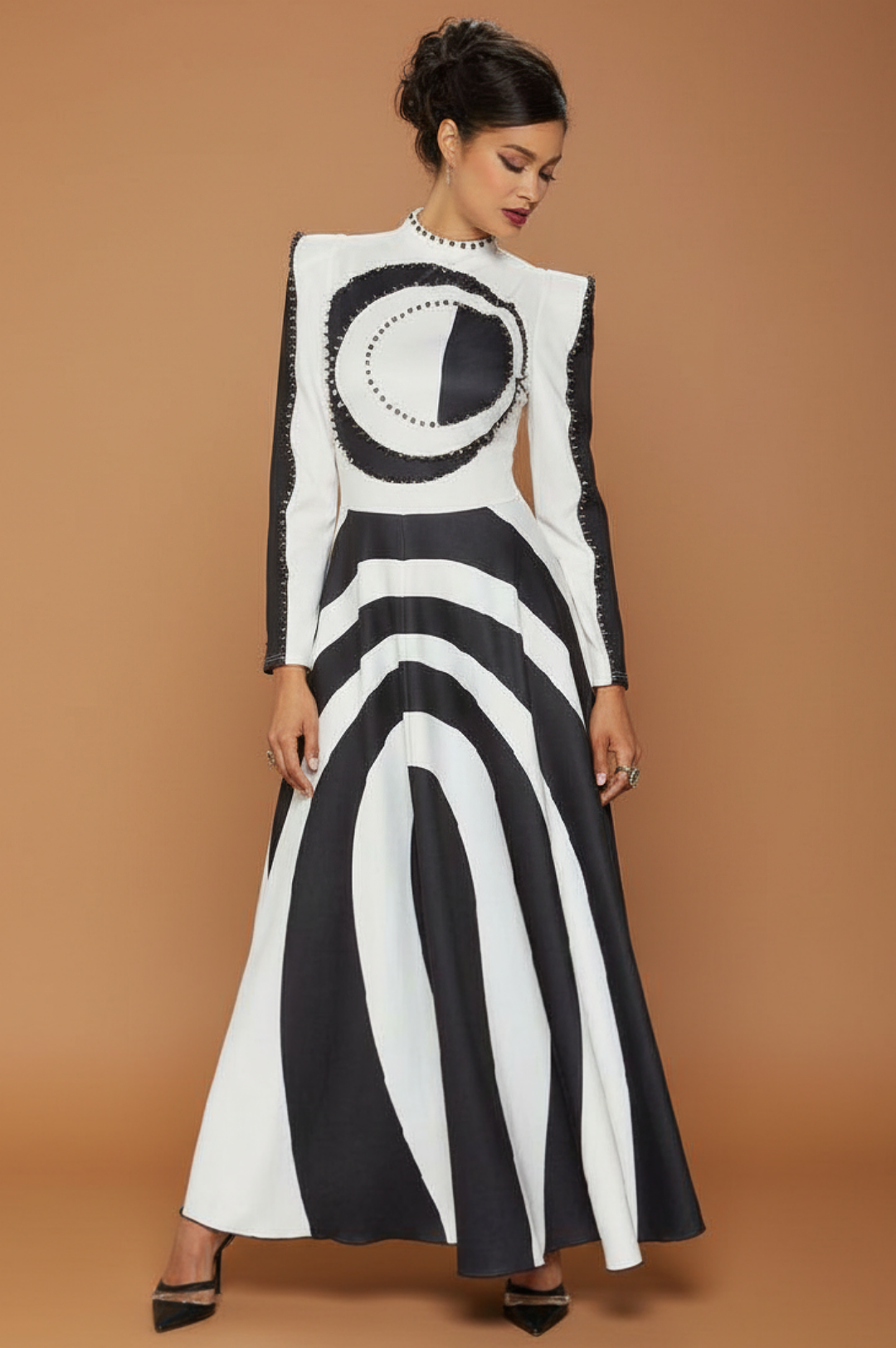 Black White Abstract Print Dress